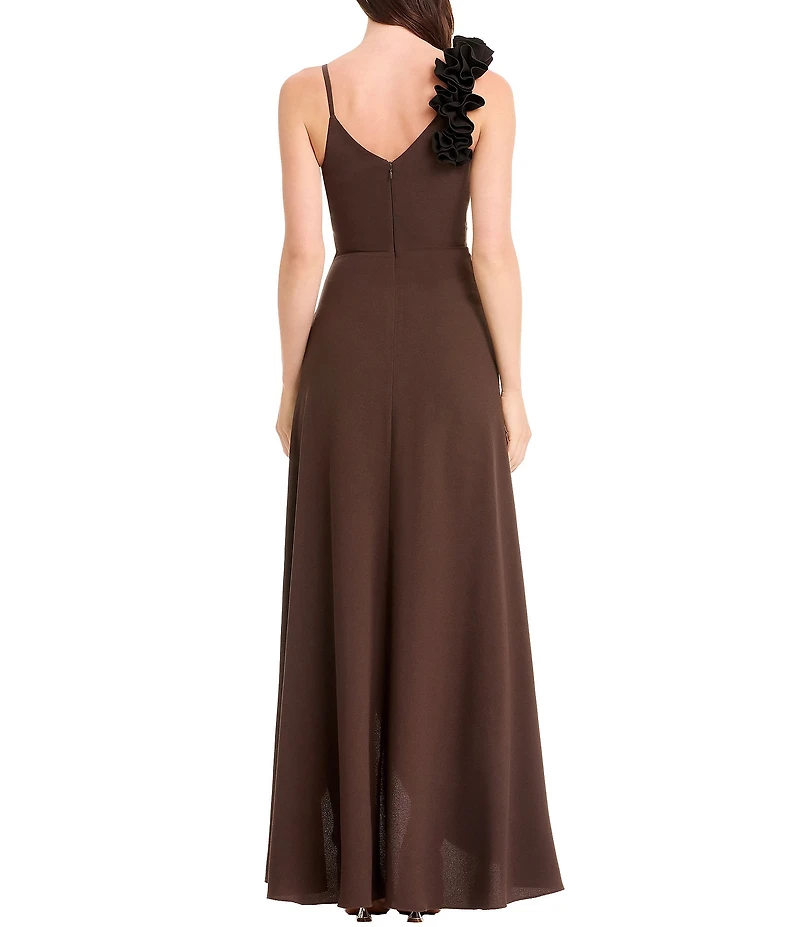 Dress the Population Camelia A-Line V-Neck Rouched Crepe Dress