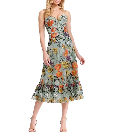 Dress the Population Carina Strapless Sweetheart Bustier Midi Dress