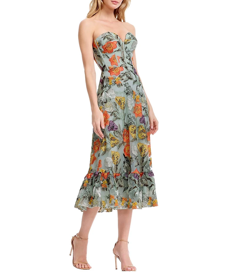 Dress the Population Carina Strapless Sweetheart Bustier Midi Dress