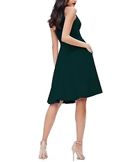 Dress the Population Catalina Crepe V-Neck Sleeveless A-Line Dress