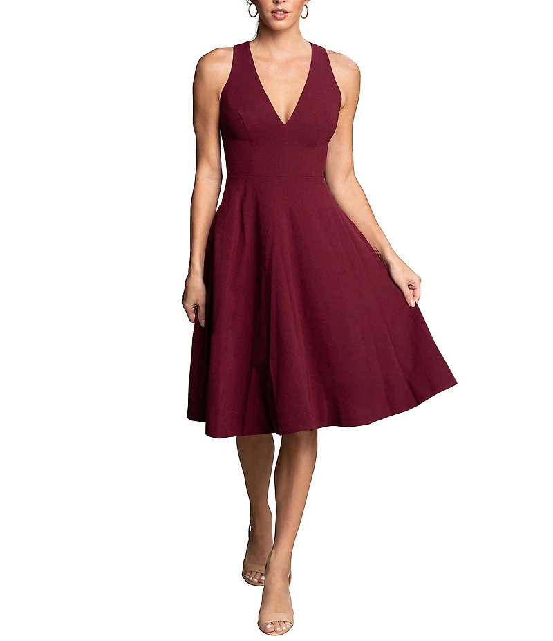 Dress the Population Catalina Crepe V-Neck Sleeveless A-Line Dress