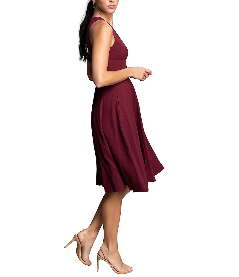 Dress the Population Catalina Crepe V-Neck Sleeveless A-Line Dress