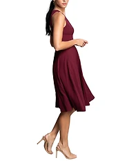 Dress the Population Catalina Crepe V-Neck Sleeveless A-Line Dress