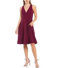 Dress the Population Catalina Crepe V-Neck Sleeveless A-Line Dress