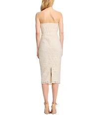 Dress the Population Cosette Corset Lace Strapless Bodycon Midi Dress