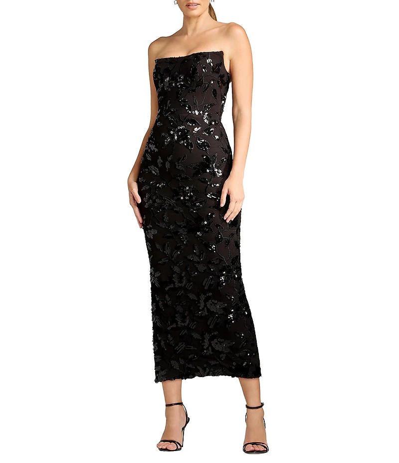 Dress the Population Cosette Strapless Corset Bodice Tea Length Dress