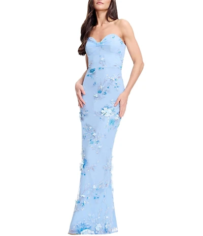Dress the Population Daisy Strapless Sweetheart Twisted Neckline Column Gown