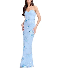 Dress the Population Daisy Strapless Sweetheart Twisted Neckline Column Gown