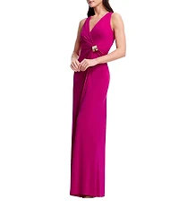 Dress the Population Deb Crepe Sheath Gown With Hardware