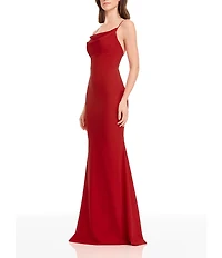 Dress The Population Elina Spaghetti Strap Cowl Neck Knit Mermaid Gown