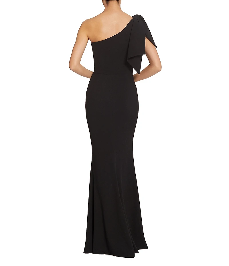 Dress the Population Georgina Asymmetrical Neck Sleeveless Bow Shoulder Maxi Dress