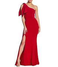 Dress the Population Georgina Asymmetrical Neck Sleeveless Bow Shoulder Maxi Dress