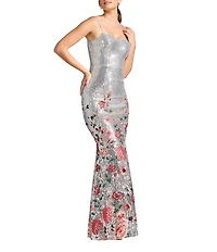 Dress the Population Giovanna Sleeveless Floral Sequin Gown