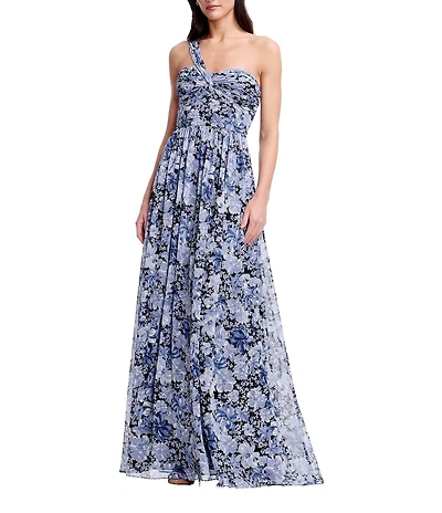 Dress the Population Idalia One Shoulder Chiffon A Line Gown