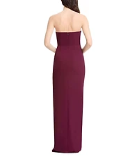 Dress the Population Jasmine Strapless Ruched High Slit Sheath Gown