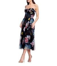 Dress the Population Jenny Floral Strapless A-Line Midi Dress