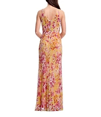 Dress the Population Jordan Floral Ruched Long Dress