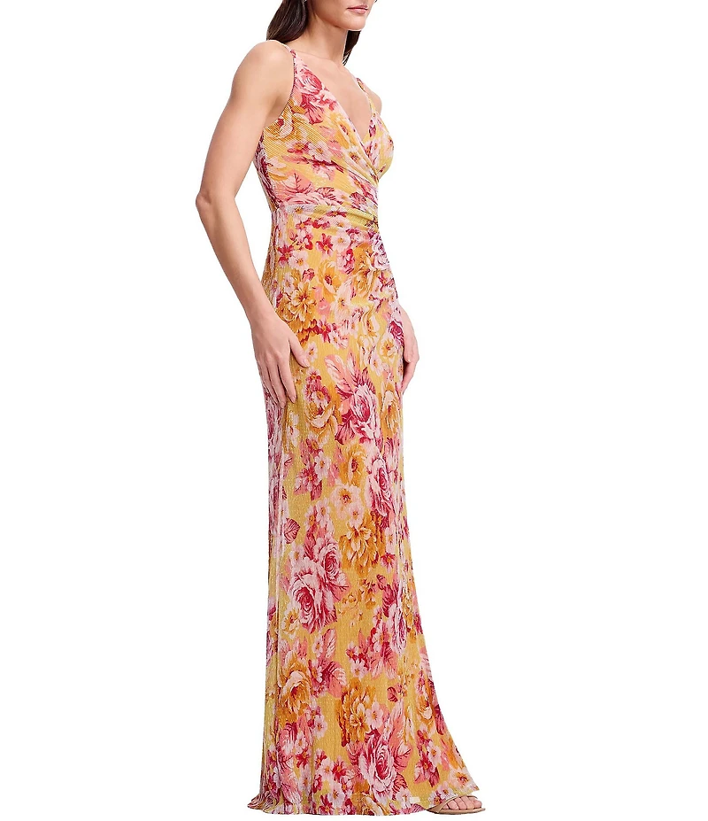 Dress the Population Jordan Floral Ruched Long Dress