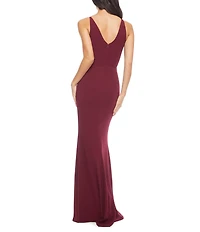 Dress the Population Jordan Deep V-Neck Sleeveless Side Front Slit Gown