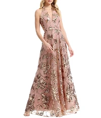 Dress the Population Josephine Halter Sequin A-Line Gown
