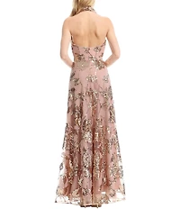 Dress the Population Josephine Halter Sequin A-Line Gown