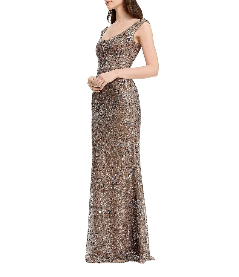 Dress the Population Josie Sequin Sleeveless Scoop Neck Sheath Gown