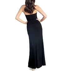 Dress the Population Kai Sweetheart Neck Sleeveless Wrap Skirt Maxi Dress