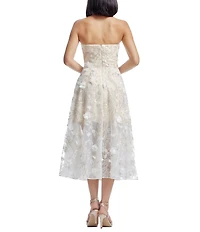 Dress the Population Kailyn Strapless 3D Mesh Fit & Flare Midi Dress