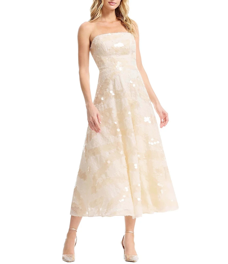 Dress the Population Kailyn Strapless Sequin A-Line Midi Dress