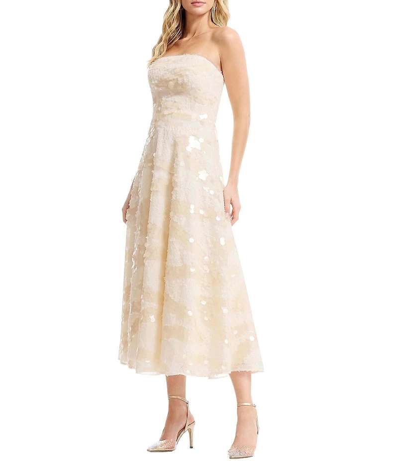 Dress the Population Kailyn Strapless Sequin A-Line Midi Dress