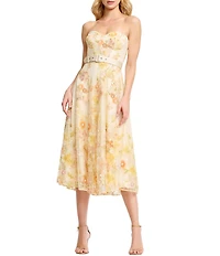 Dress the Population Mabel Strapless Sweetheart Bustier Midi Dress With Belt