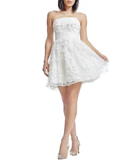 Dress the Population Marilyn Strapless 3D Applique Sequin Mesh Fit & Flare Mini Dress