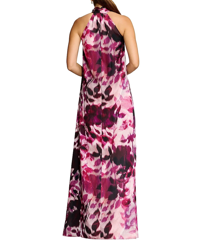Dress the Population Maven Printed Satin Halter Shift Maxi Dress