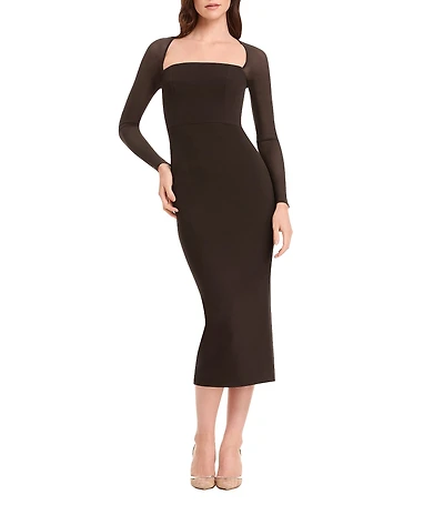 Dress the Population Maxine Mesh Long Sleeve Midi Bodycon Dress