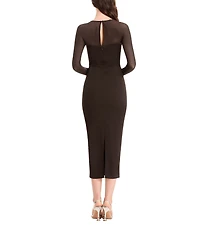 Dress the Population Maxine Mesh Long Sleeve Midi Bodycon Dress