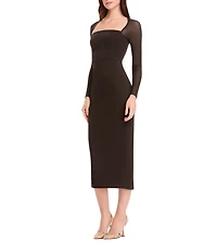 Dress the Population Maxine Mesh Long Sleeve Midi Bodycon Dress