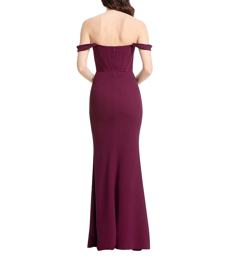 Dress the Population Melania Draped Off-The-Shoulder Corset Mermaid Gown