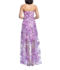 Dress the Population Melissa Sweetheart Neck 3D Applique Illusion Hem A-Line Gown