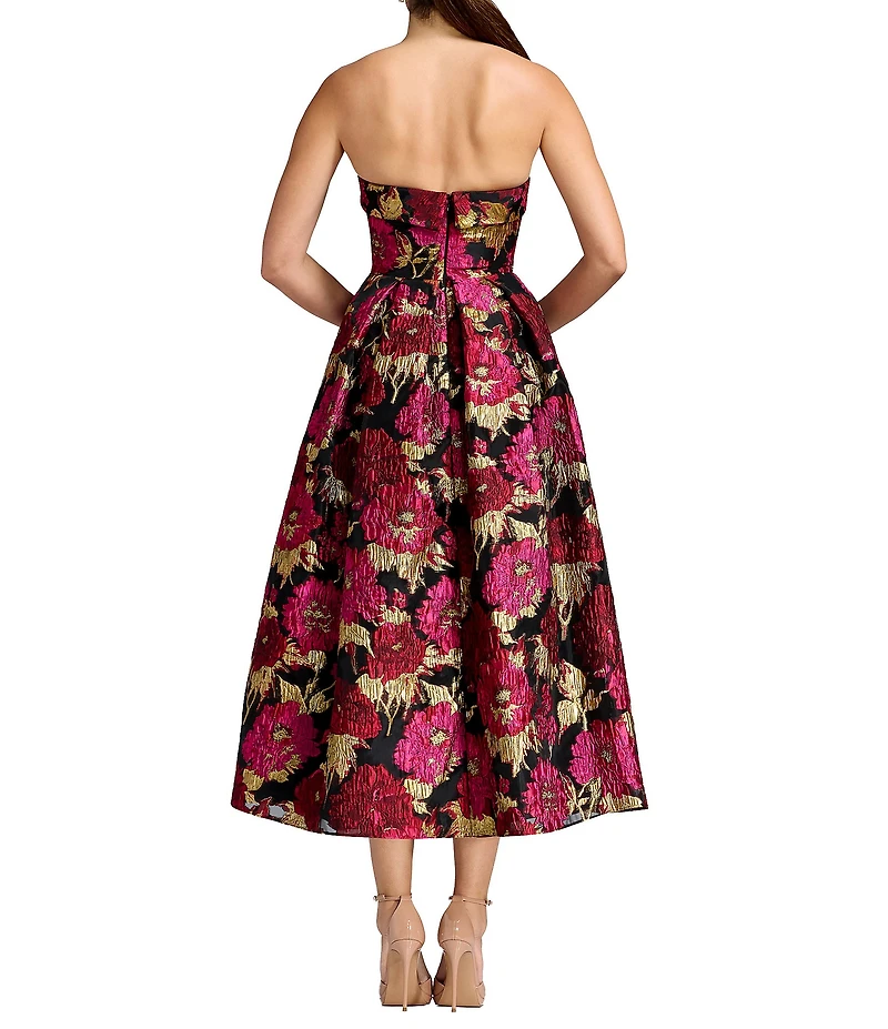 Dress the Population Mika Strapless Jacquard A-Line Midi Dress
