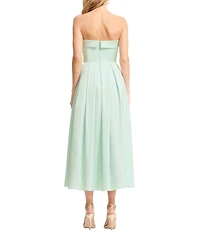 Dress the Population Mika Strapless Satin A-Line Midi Dress