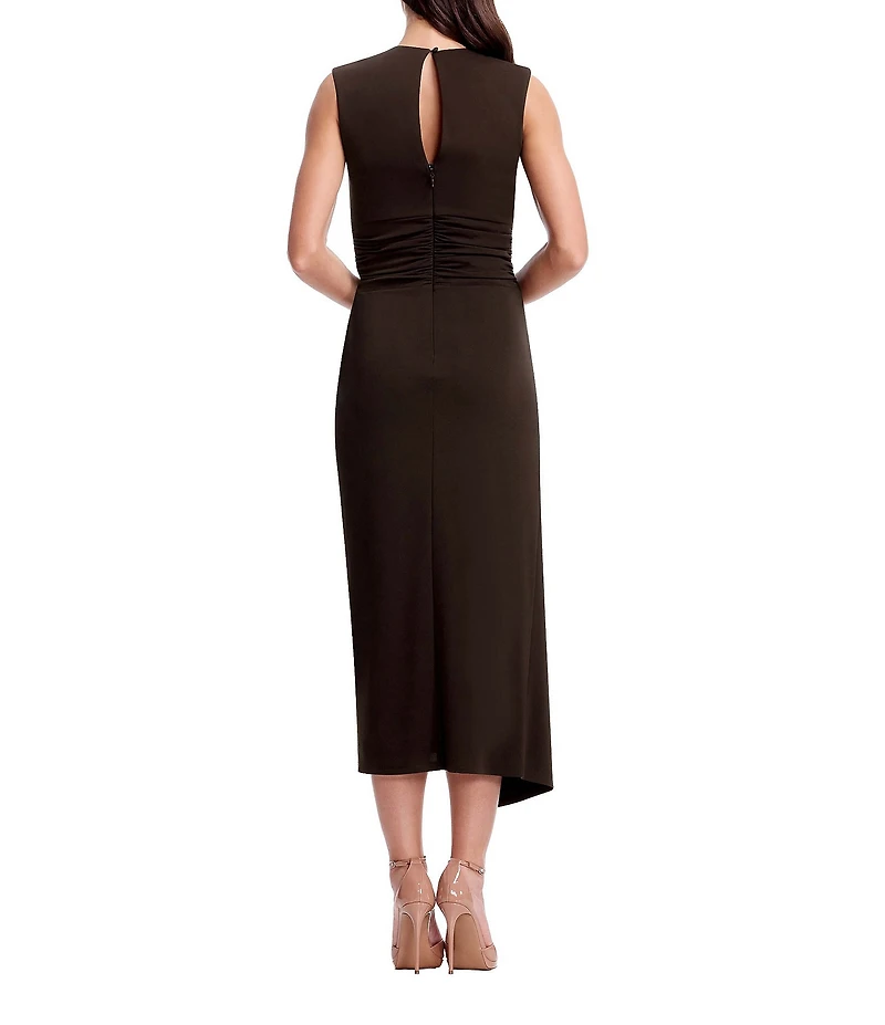 Dress the Population Mikey Ruched Jersey Hardware Midi Dress