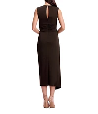 Dress the Population Mikey Ruched Jersey Hardware Midi Dress
