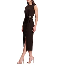 Dress the Population Mikey Ruched Jersey Hardware Midi Dress