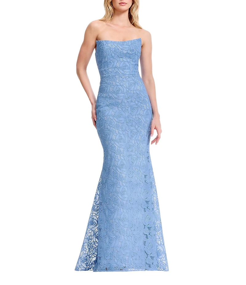 Dress the Population Murphy Strapless Lace Long Gown