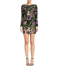Dress the Population Nathalia Long Sleeve Sequin Floral Mini Dress