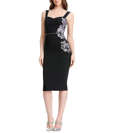 Dress the Population Nicole Floral Sequin Sheath Midi Dress