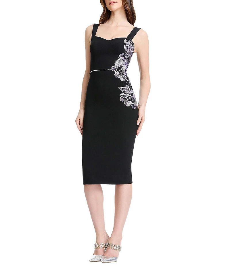 Dress the Population Nicole Floral Sequin Sheath Midi Dress
