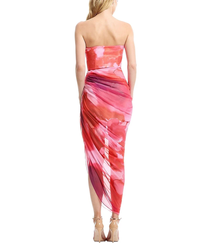 Dress the Population Phoenix Strapless Mesh Midi Dress