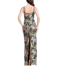Dress the Population Reese Sequin Sweetheart Neckline Sleeveless Floral Sheath Gown