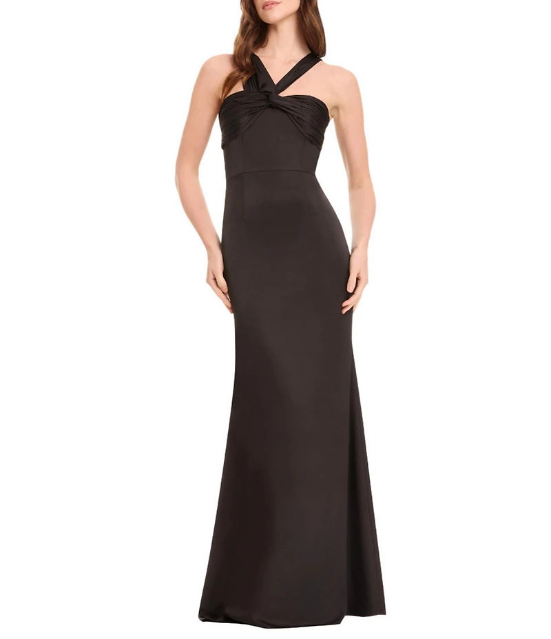 Dress the Population Rosalia Halter Satin Long Dress